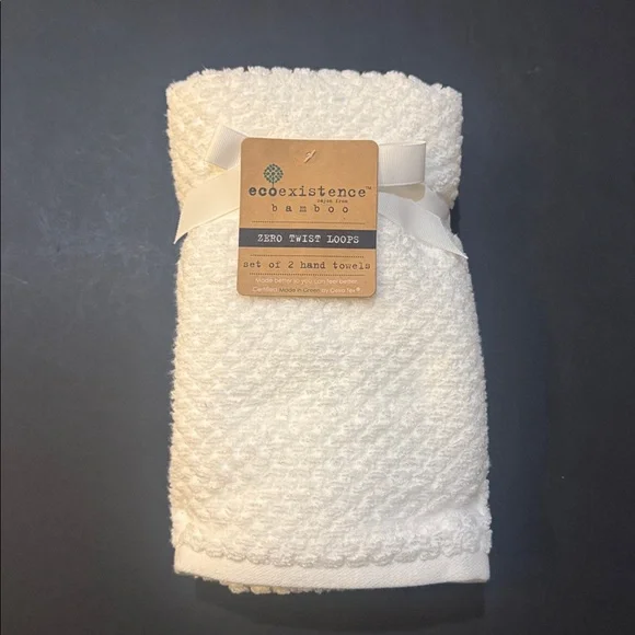 8pc Ecoexistence Bamboo Zero Twist Loops Bath Towel Set - White